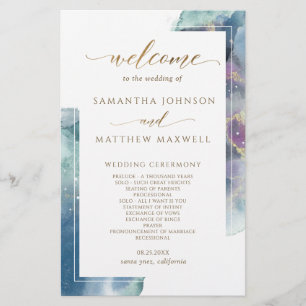 Elegant Celestial Watercolor Wedding Program