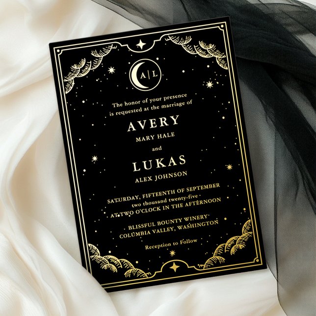 Elegant Celestial Wedding Foil Invitation (Creator Uploaded)