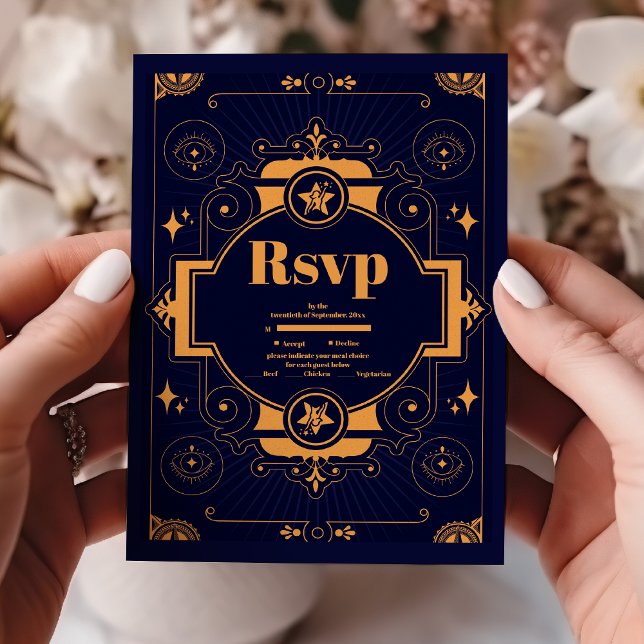 Elegant Celestial Wedding RSVP Card (Creator Uploaded)