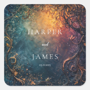 Elegant Celestial Wedding  Square Sticker