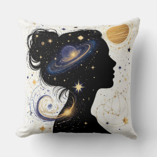 Elegant Celestial Woman Silhouette Cushion