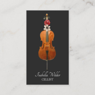 Elegant Cellist   Black Business Card