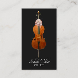 Elegant Cellist   Black Business Card