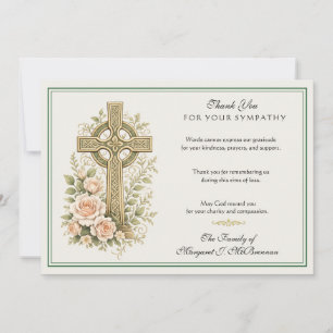 Elegant Celtic Cross Sympathy Thank You Card