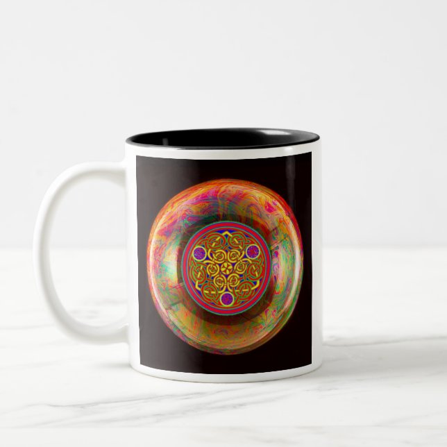 Elegant Celtic Knot art Two-Tone Coffee Mug (Left)