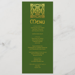 Elegant Celtic Wedding Green Faux Gold Celtic Knot Menu