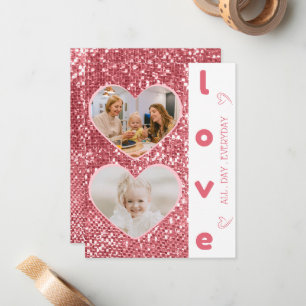Elegant Cerise Heart Shaped Photo Valentine's Day Card