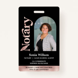 Elegant Certified Notary Public Loan Signing Agent ID Badge