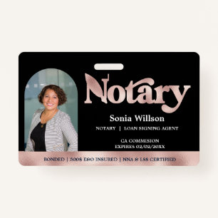 Elegant Certified Notary Public Loan Signing Agent ID Badge