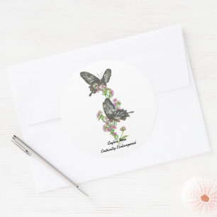Elegant Ceylon Rose Butterly Watercolours Classic Round Sticker