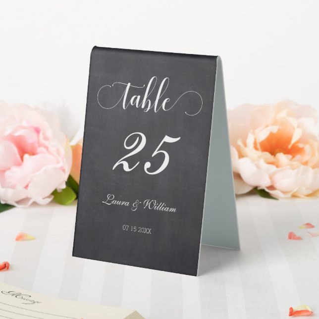 Elegant Chalkboard Calligraphy Script Table Number (In SItu (Wedding))