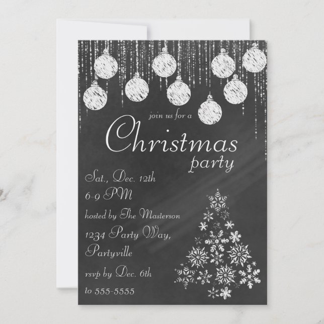 Elegant Chalkboard Christmas Invitations (Front)