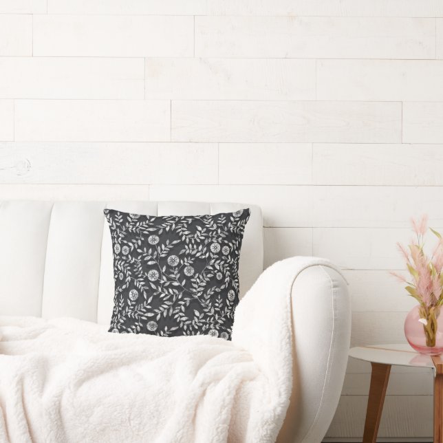 Elegant Chalkboard Floral Pattern Cushion (Couch)