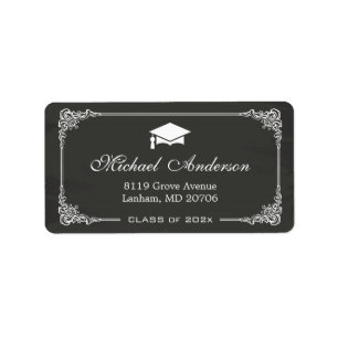 Elegant Chalkboard Graduation Cap Grad Graduate Label