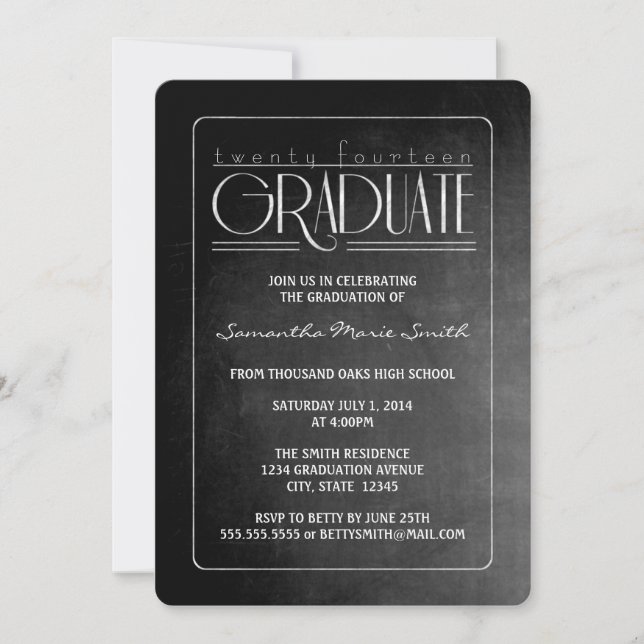 Elegant Chalkboard Graduation Invite (Front)