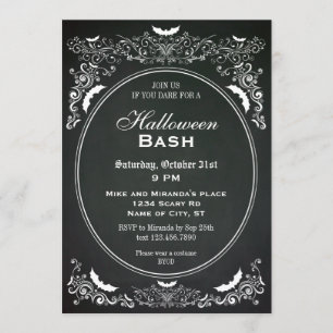 Elegant Chalkboard Halloween Invitation