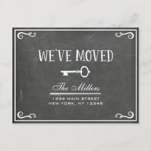 Elegant Chalkboard Key Moving Announcement