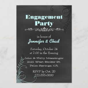 Elegant Chalkboard Look Engagement Party Custom Invitation