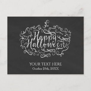 Elegant Chalkboard Pumpkin Happy Halloween Postcard