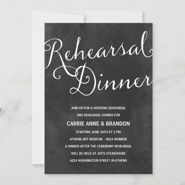 Elegant Chalkboard | Rustic Chic Rehearsal Dinner Invitation (Front)