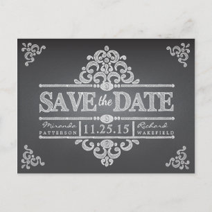 Elegant Chalkboard Save the Date Wedding Postcard