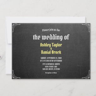 Elegant Chalkboard Simple Script Retro Wedding Invitation
