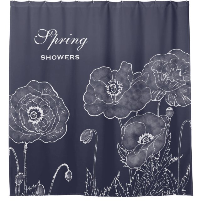 Elegant Chalkboard Spring Floral Custom Colour Shower Curtain (Front)