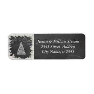 Elegant chalkboard trendy holiday  Christmas tree Return Address Label