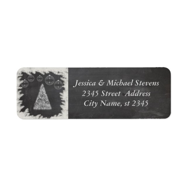 Elegant chalkboard trendy holiday  Christmas tree Return Address Label (Front)