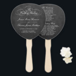 Elegant Chalkboard Wedding Program Template Hand Fan<br><div class="desc">Celebrate in style with these trendy wedding program hand fans. This design is easy to personalise with your special event wording and your guests will be thrilled when they receive these fabulous programs.</div>