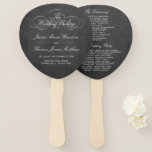 Elegant Chalkboard Wedding Program Template Hand Fan<br><div class="desc">Celebrate in style with these trendy wedding program hand fans. This design is easy to personalise with your special event wording and your guests will be thrilled when they receive these fabulous programs.</div>