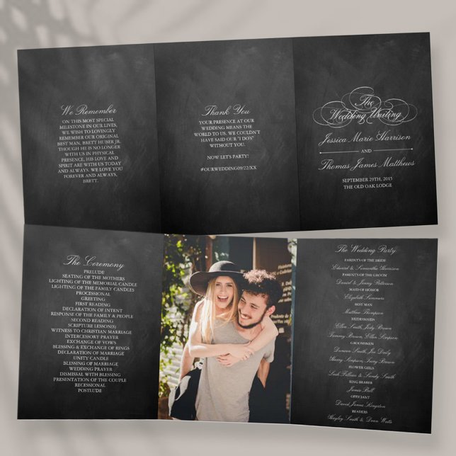 Elegant Chalkboard Wedding Tri-Fold Programme (Creator Uploaded)