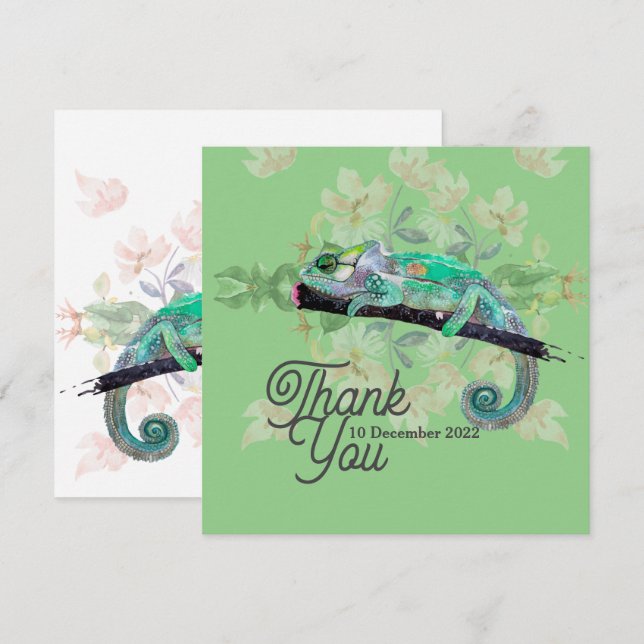 Elegant Chameleon Painted Flat Greeting Card (Front/Back)