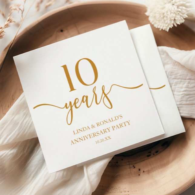 Elegant Champagne 10th Wedding Anniversary Napkin (Creator Uploaded)