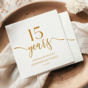Elegant Champagne 15th Wedding Anniversary Napkin