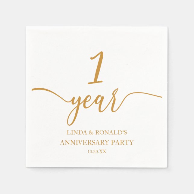 Elegant Champagne 1st Wedding Anniversary Napkin (Front)