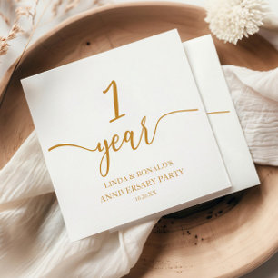 Elegant Champagne 1st Wedding Anniversary Napkin