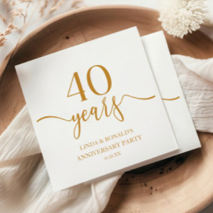 Elegant Champagne 40th Wedding Anniversary Napkin
