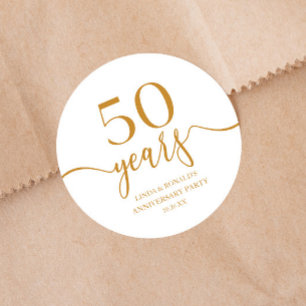 Elegant Champagne 50th Wedding Anniversary Classic Round Sticker