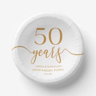 Elegant Champagne 50th Wedding Anniversary Paper Plate