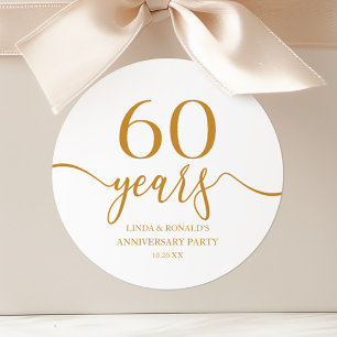 Elegant Champagne 60th Wedding Anniversary Classic Round Sticker