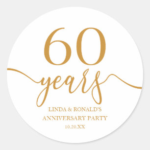 Elegant Champagne 60th Wedding Anniversary Classic Round Sticker