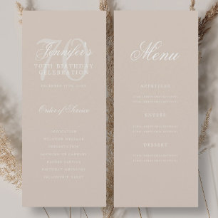 Elegant Champagne 70th Birthday Program Menu