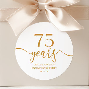 Elegant Champagne 75th Wedding Anniversary Classic Round Sticker