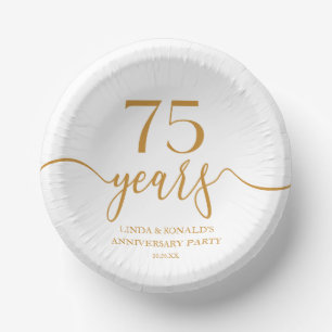 Elegant Champagne 75th Wedding Anniversary Paper Plate