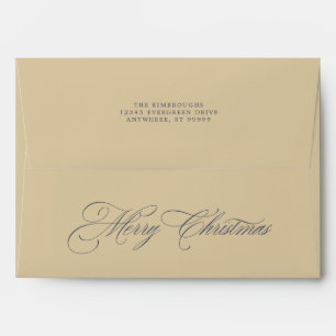 Elegant Champagne and Slate Blue Christmas Envelope