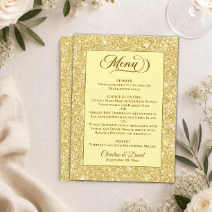 Elegant Champagne Beige Gold Glitter Wedding Menu