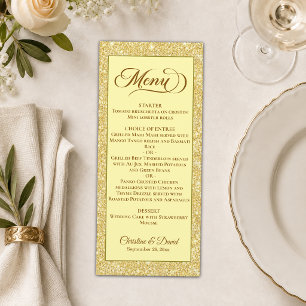 Elegant Champagne Beige Gold Glitter Wedding Menu