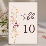 Elegant Champagne Boho Wildflower Table Number<br><div class="desc">This elegant boho wedding table number card features a champagne beige background and beautiful watercolor wildflowers. The design is bohemian-inspired,  with a whimsical and romantic feel.</div>