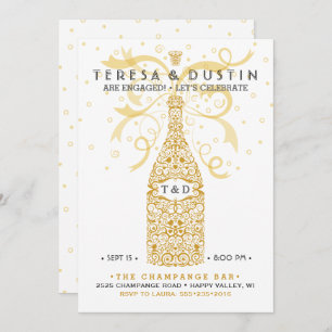 Elegant Champagne Bottle Engagement Party Invitation